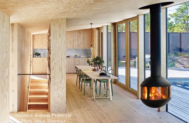 chimenea de diseno central Agorafocus 630 en Suecia