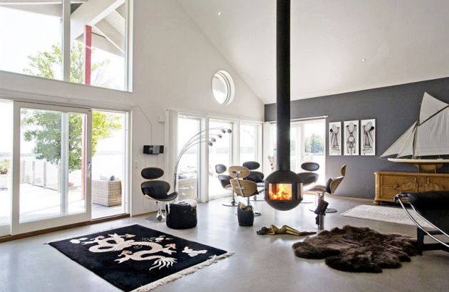 chimenea de diseno central Agorafocus 630 en Suecia