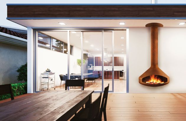 Chimenea de exterior, fijada a la pared Paxfocus outdoor